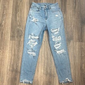 American Eagle Outfitters Straight leg Blue Jeans with Modern Distressing